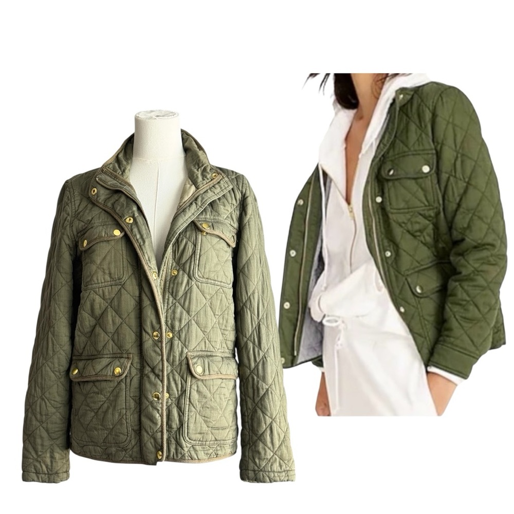 J. Crew Mercantile Women’s Olive Quilted Utility Jacket, Size Medium